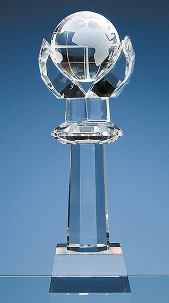 Large image for Optical Crystal Mounted Globe Column Award